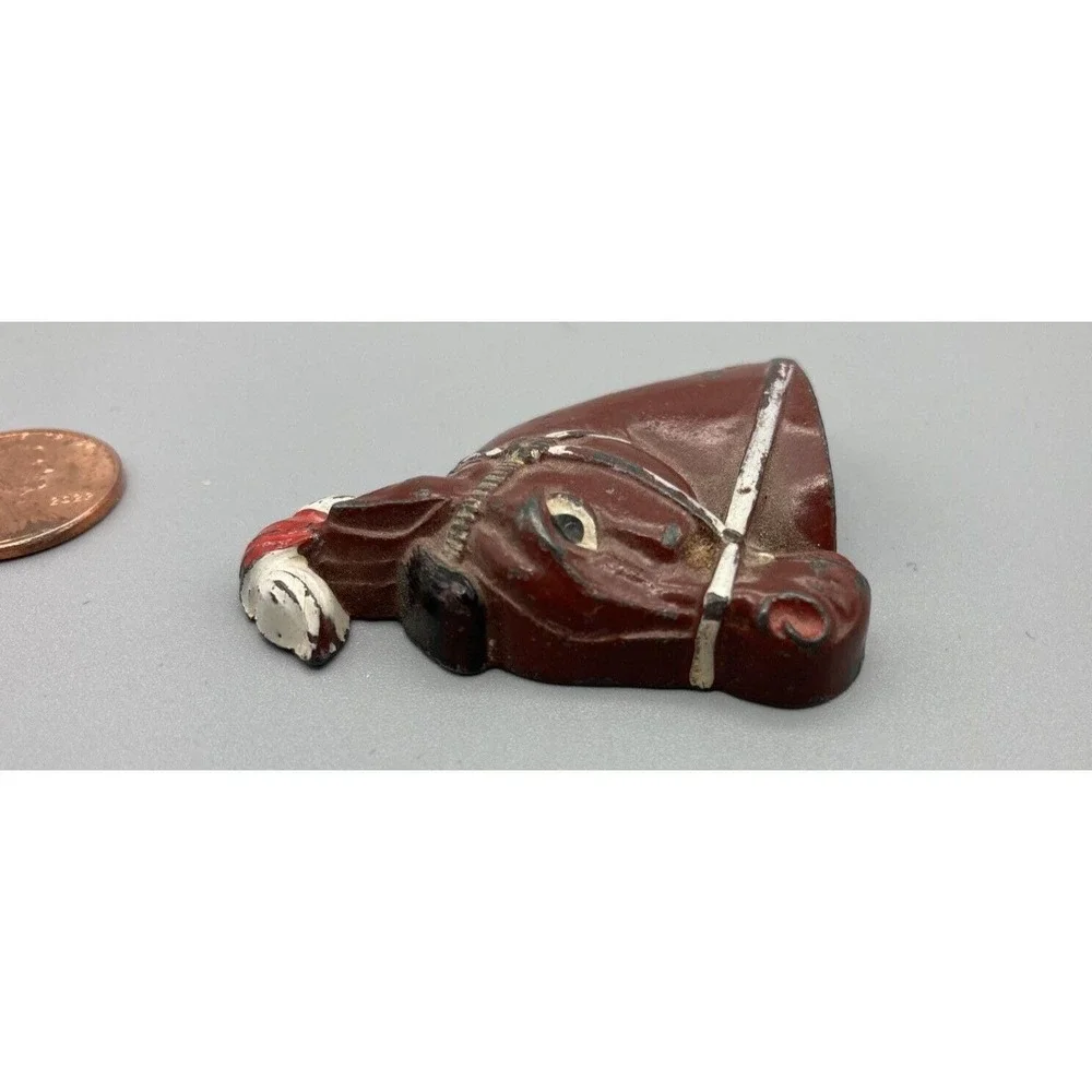 Vintage figural cast metal pencil sharpener horse head painted Germany 1930's